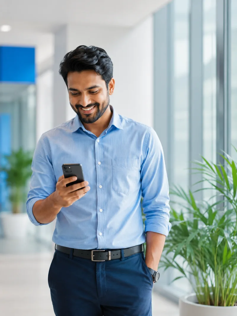 Employee using the HRBYTES mobile app